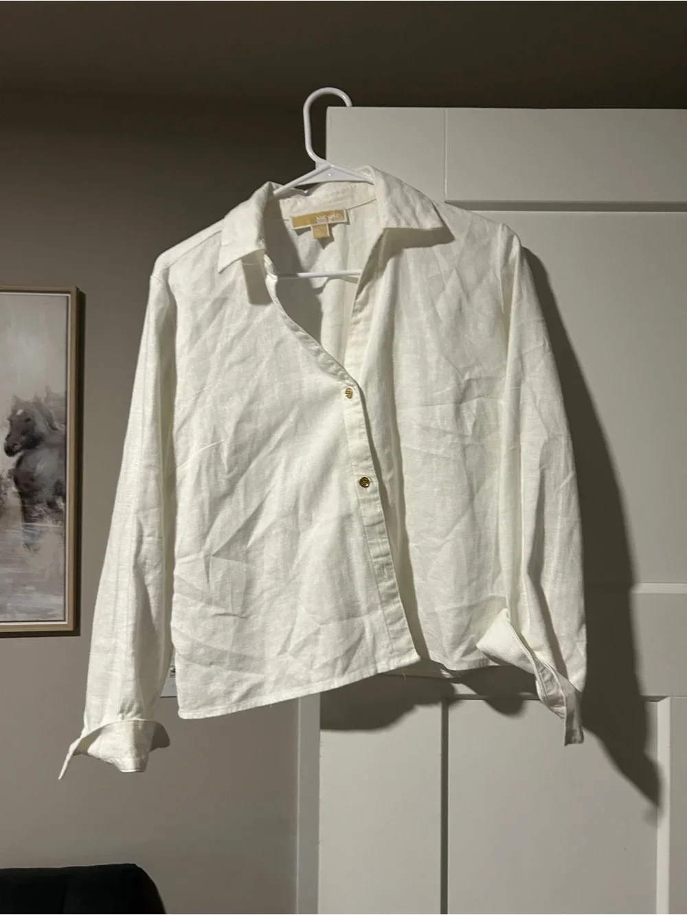 Michael Kors White Linen Button-Down Shirt